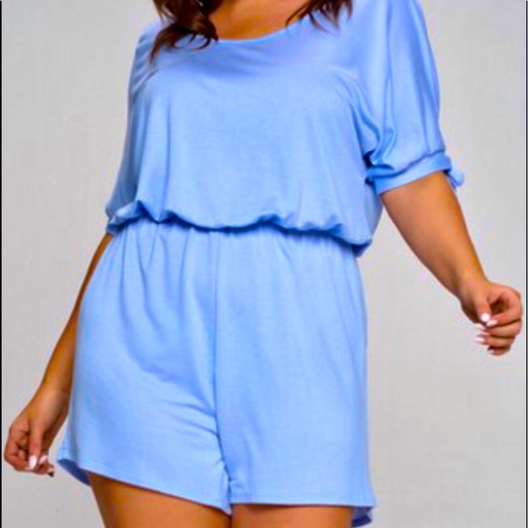 Plus-size relaxed fit romper shorts - Picture 1 of 2